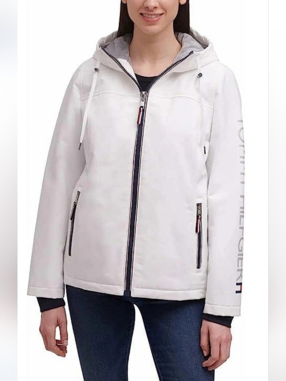 NEW! Tommy Hilfiger White Heavyweight Softshell Hooded Jacket Size S